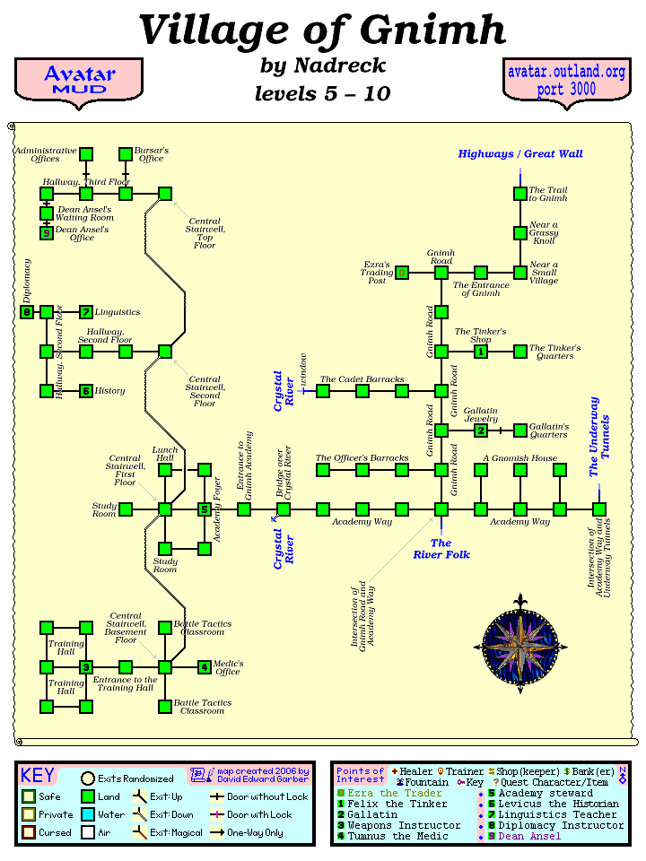 Avatar MUD Area Map - Village of Gnimh.GIF