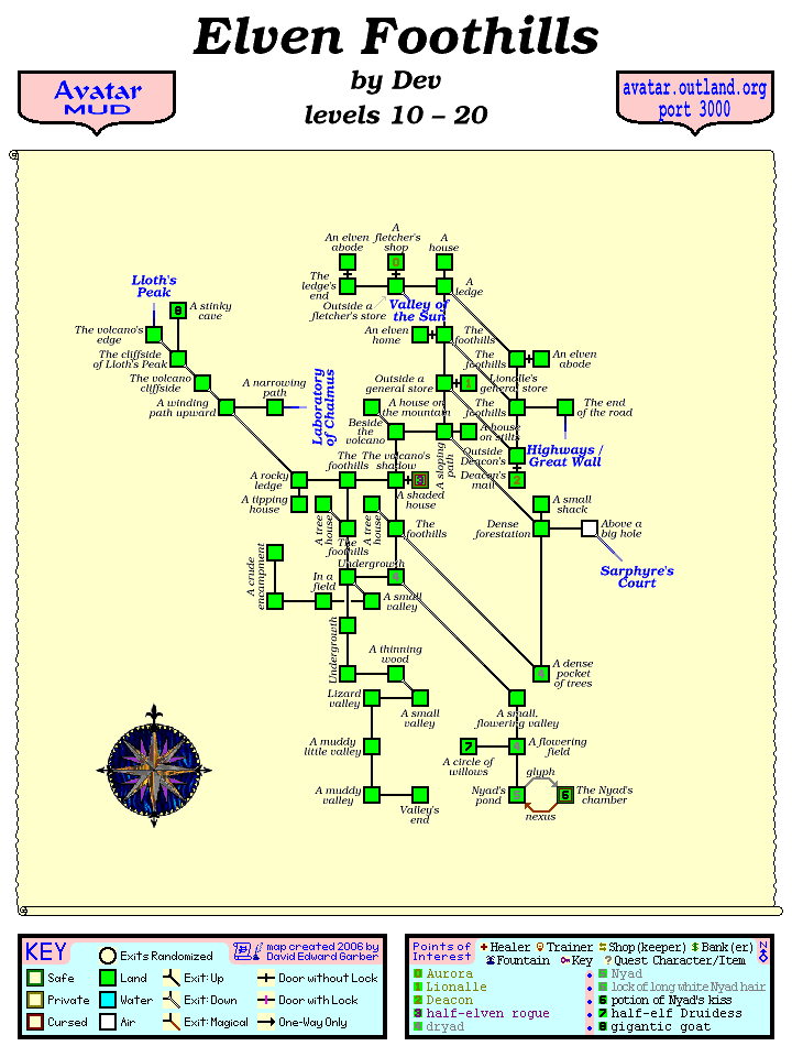 Avatar MUD Area Map - Elven Foothills.GIF